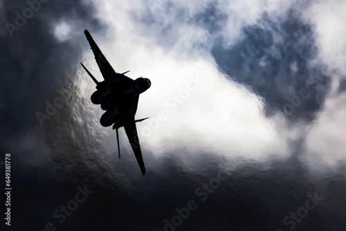 Bild auf Leinwand Military fighter jet plane at air base