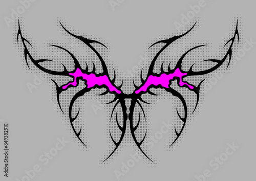 Cyber sigilism poster. Neo tribal gothic style design.