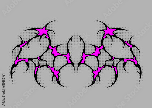 Cyber sigilism poster. Neo tribal gothic style design.
