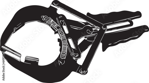 Piston Ring Installer and Remover - Vector Tool Silhouette, Flat Vector Illustration of Piston Ring Quick Installer, Engine Pliers Tool - Silhouette Vector Illustration