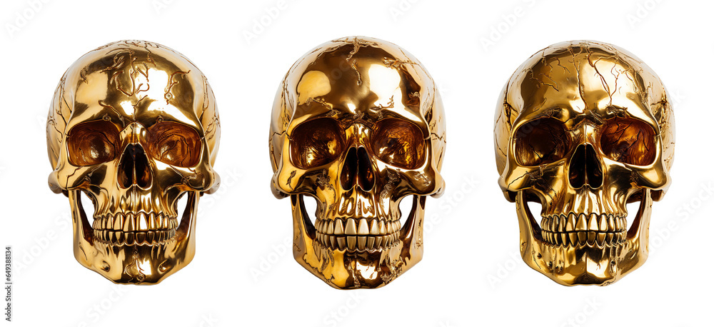 Golden skull set. Generative Ai