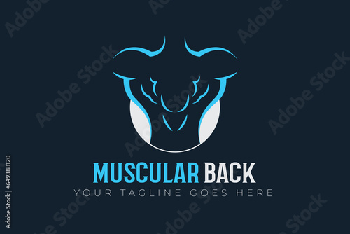 Vector fitness muscular back lineart logo design template
