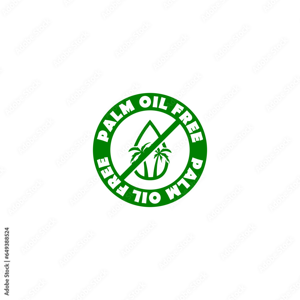 Palm oil free icon. Palm oil free label. Healthy organic product icon isolated on white background Palm oil free icon. Palm oil free label. Healthy organic product icon isolated on white background