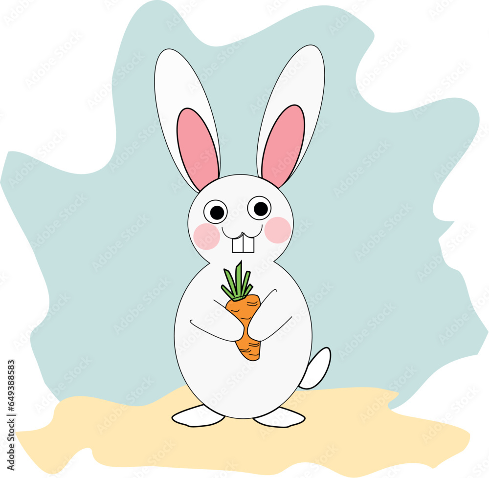 Cute Rabbit With Carrots Cute Rabbit With Carrots