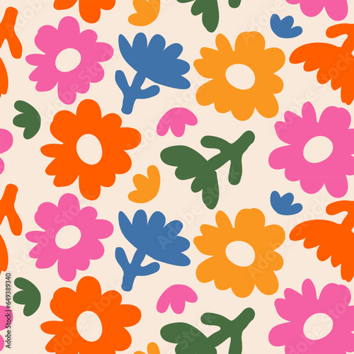 Hand drawn flowers, seamless patterns with floral for fabric, textiles, clothing, wrapping paper, cover, banner, home decor, abstract backgrounds.