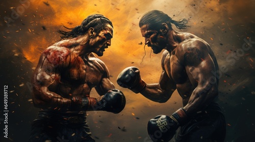 The battle of two mixed martial arts fighters © cherezoff