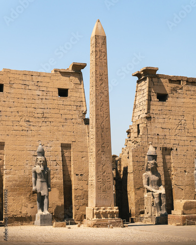 Entrance to Luxor Temple at sunset, a large Ancient Egyptian temple complex located on the east bank of the Nile River in the city today known as Luxor (Thebes). Was consecrated to the god Amon-Ra