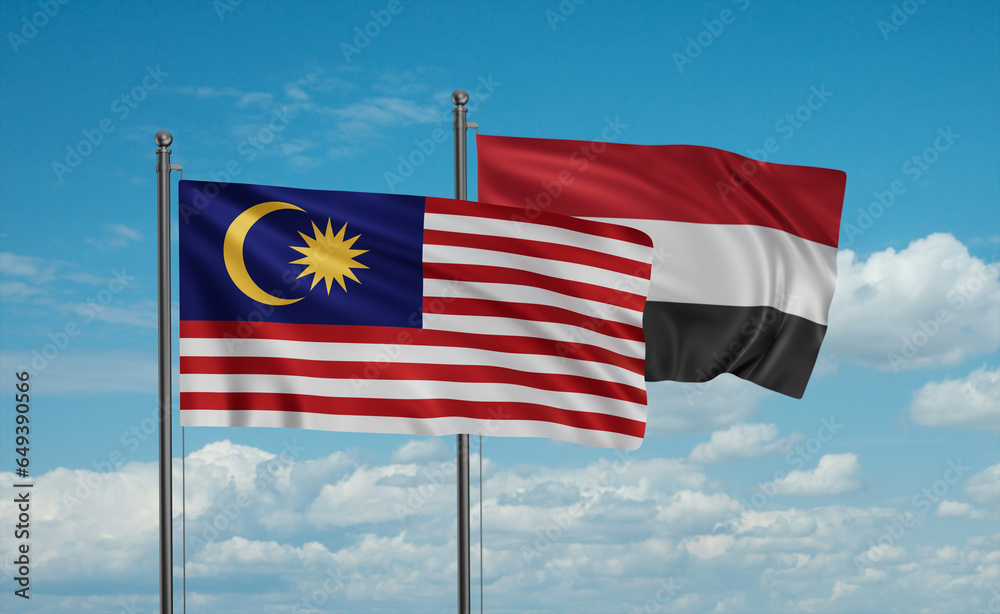 Yemen and Malaysia flag Yemen and Malaysia flag
