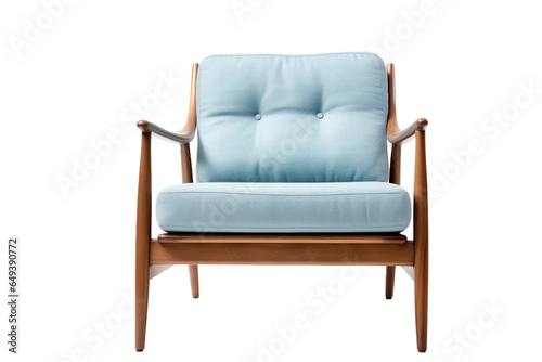 a mid-century modern lounge chair isolated on a transparent background, generative ai
