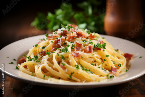 Pasta Carbonara Cream Sauce With guanciale or pancetta