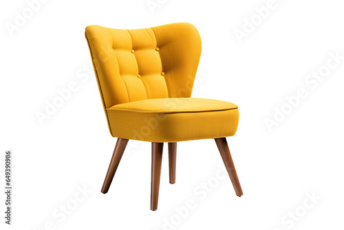 a mustard yellow side chair isolated on a transparent background, generative ai photo