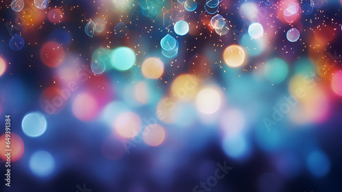 Sparkling background made of lights. Festive blurred backdrop for holidays and parties photo