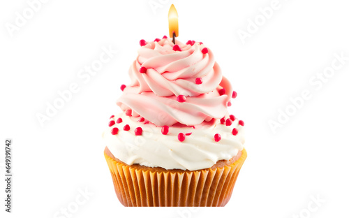 cupcake with candle, cupcake isolated on transparent background PNG 