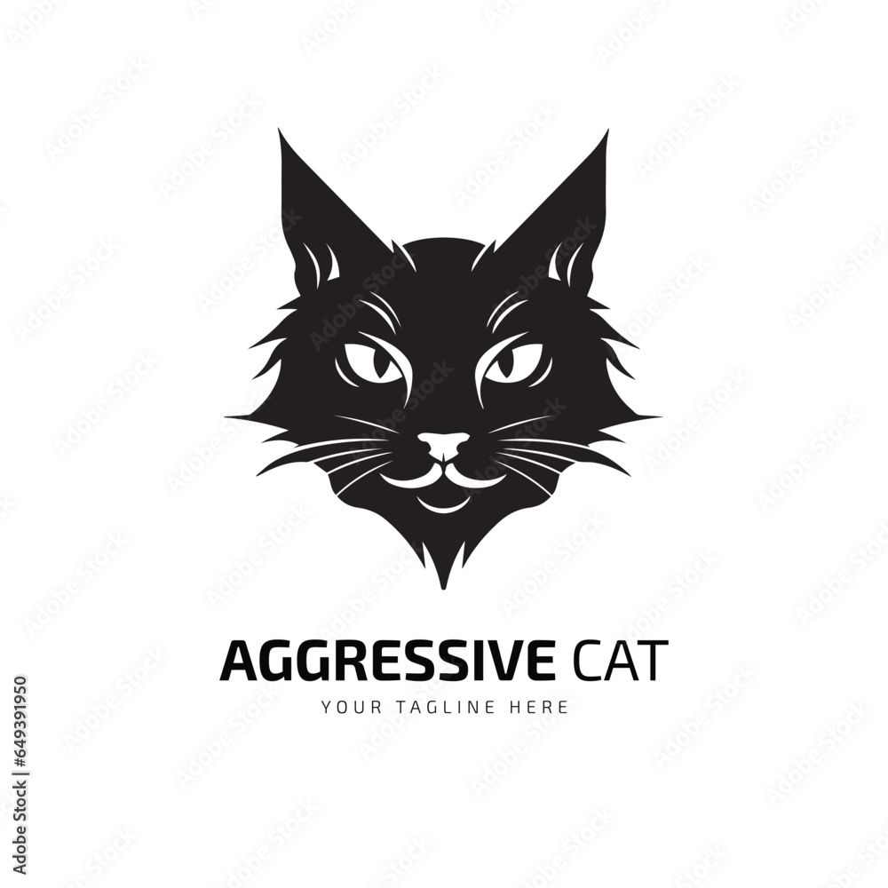 Obraz premium Aggressive cat silhouette design vector template
