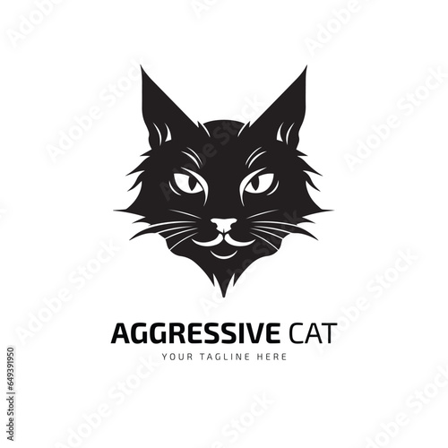 Fototapeta Naklejka Na Ścianę i Meble -  Aggressive cat silhouette design vector template