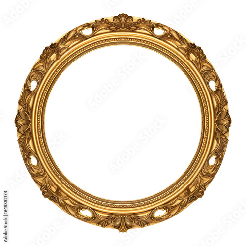 Round vintage picture frame isolated on transparent or white background, png
