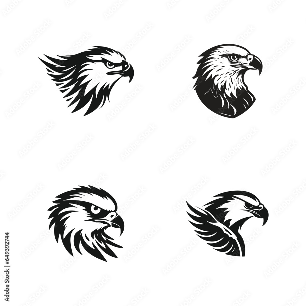 Fototapeta premium Eagles or Hawk logos icons set in aggressive style eagle silhouettes