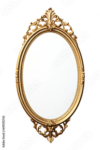 an ornate vintage style full length mirror isolated on a transparent background, generative ai