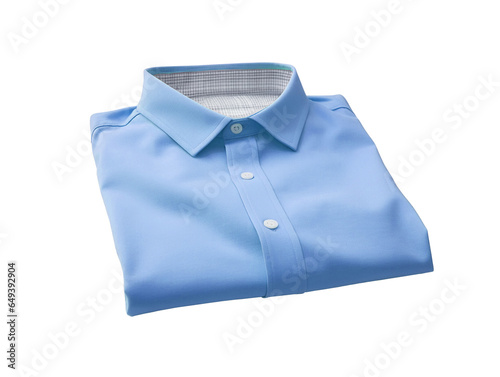 Folded blue shirt isolated on transparent or white background, png