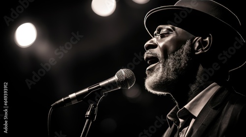 Man Perform Singing in Dark Room Using Mic