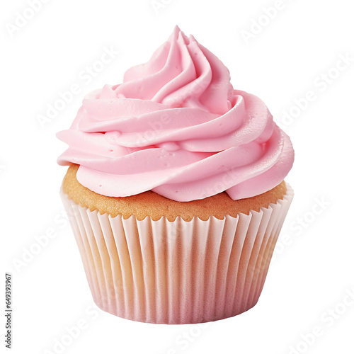 Pink cupcake isolated on transparent or white background, png