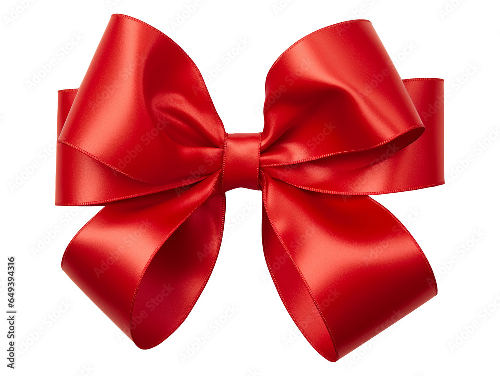 Red gift ribbon bow isolated on transparent or white background, png Red gift ribbon bow isolated on transparent or white background, png