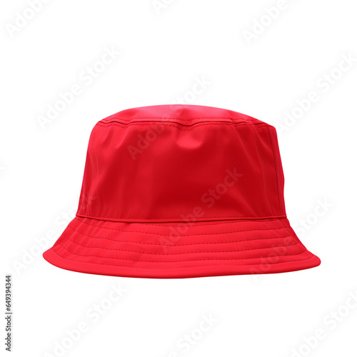 Red bucket hat isolated on transparent or white background, png
