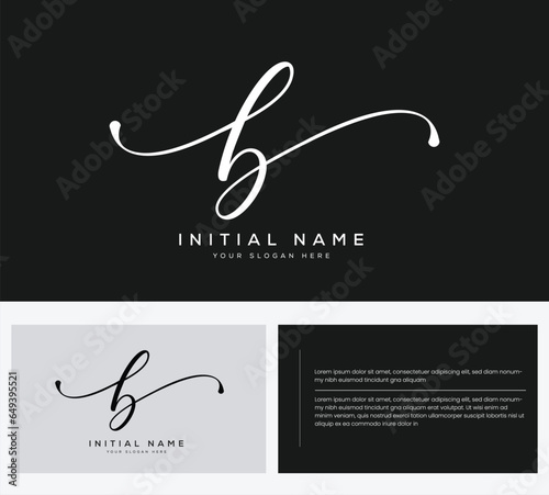 B initial letter handwriting and signature logo