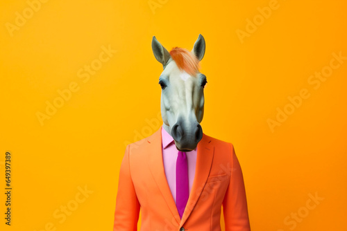 Heavy funny horse anthropomorphic bright colors photo