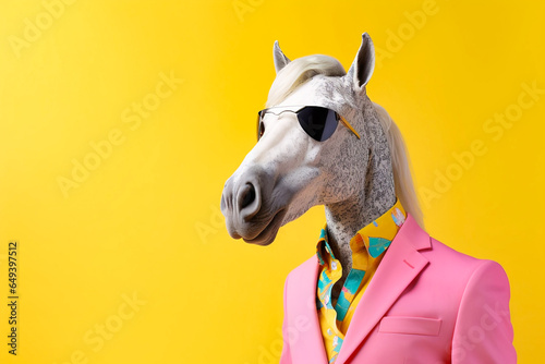 Heavy funny horse anthropomorphic bright colors
