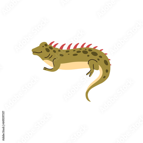 Cute iguana  flat vector illustration isolated on white background.