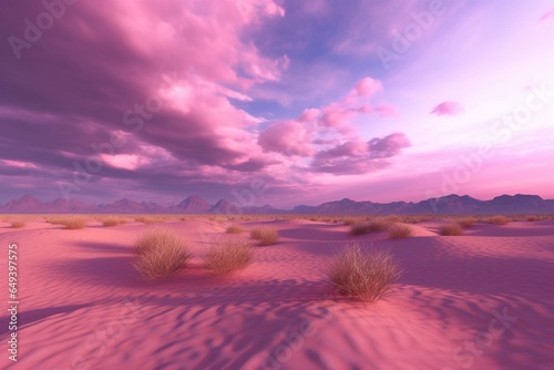 HDRI of pink and violet sky with clouds in a desert setting, rendered in 3D. Generative AI © Endellion