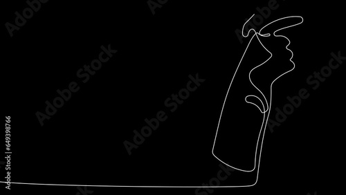 Animated drawing of continuous line draw of set bottles of different cleaning procucts friendly cleaning. Minimal concept. High quality 4k footage photo