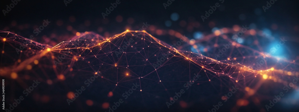 Abstract polygonal space with a low polymer dark background with connecting points and lines. Connection structure. Scientific data. Futuristic polygonal background. Triangular background. Wallpaper. - obrazy, fototapety, plakaty 