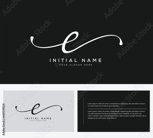 E initial letter handwriting and signature logo