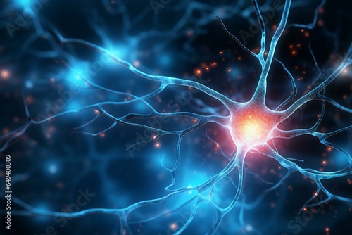 MS damages myelin of nerve fibers. Generative AI photo