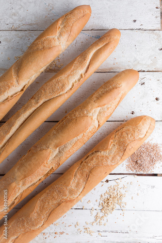 french bread on white background 