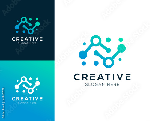 Abstract Initial letter N and Technology logo design vector illustration