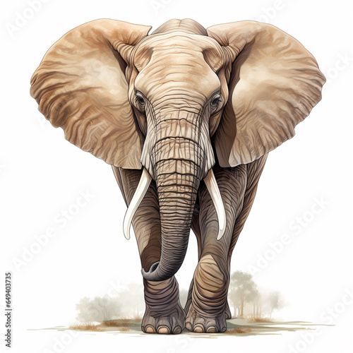 African Elephant isolated on white background