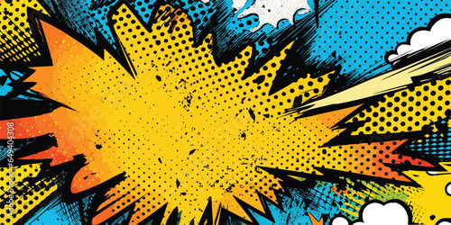 VIntage retro comics boom explosion crash bang cover book design with light and dots. Can be used for decoration or graphics. Graphic Art.