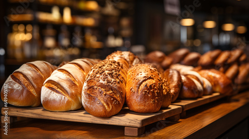 In this cozy bakery, a diverse ensemble of bread loaves awaits, promising a delectable journey through flavors and textures.