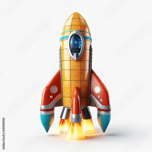 3d spaceship rocket Startup, space, business concept