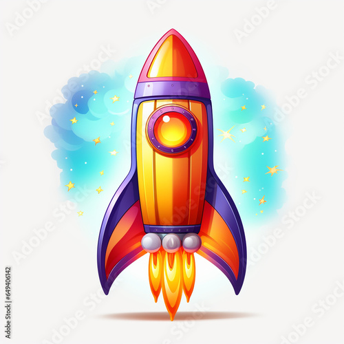 3d spaceship rocket Startup, space, business concept