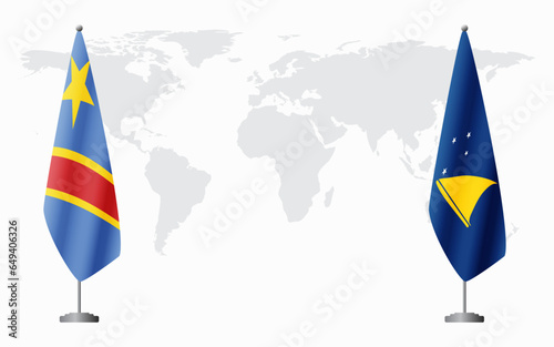 Democratic Republic of Congo and Tokelau flags for official meeting photo