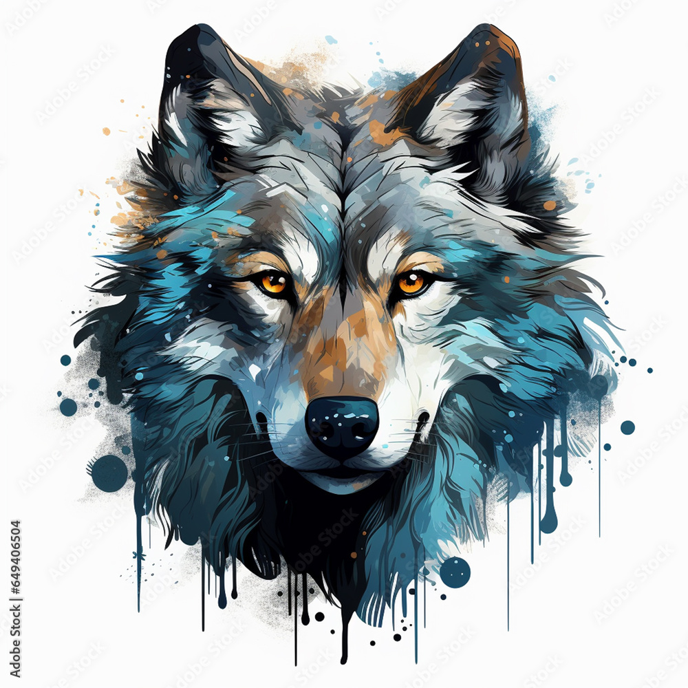 Wolf modern style isolated on white background Wolf modern style isolated on white background