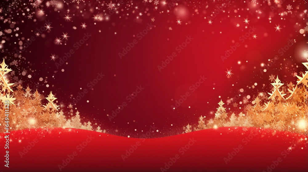 stockphoto, copy space, Gold Christmas and New Year Typographical on red Xmas background with winter landscape with snowflakes, light, stars. Merry Christmas card. Illustration. Gold and red. stockphoto, copy space, Gold Christmas and New Year Typographical on red Xmas background with winter landscape with snowflakes, light, stars. Merry Christmas card. Illustration. Gold and red.