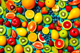 Papier peint avec assortiment de fruits, vu de dessus