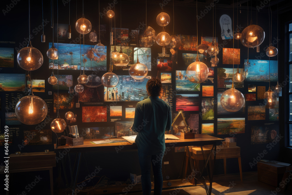Obraz premium An entrepreneur brainstorming ideas for marketing and growth. Generative Ai.