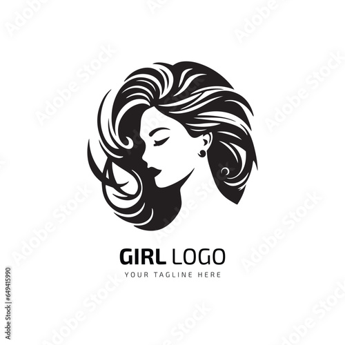 Jewelry logo symbol design with beautiful woman portrait and Unique icon layout for beauty and fashion business Vector illustration