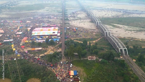 Chhath is an ancient Hindu festival historically native to the Indian subcontinent, Record from satluj river from Dji mini 3pro Drone  photo